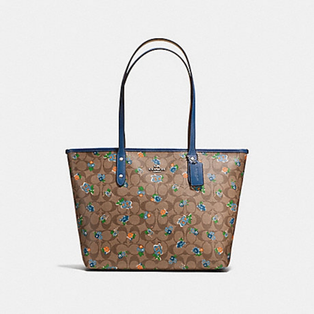 CITY ZIP TOTE IN FLORAL LOGO PRINT COATED CANVAS (COACH F57888)